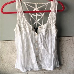 White Cotton Crochet Tank